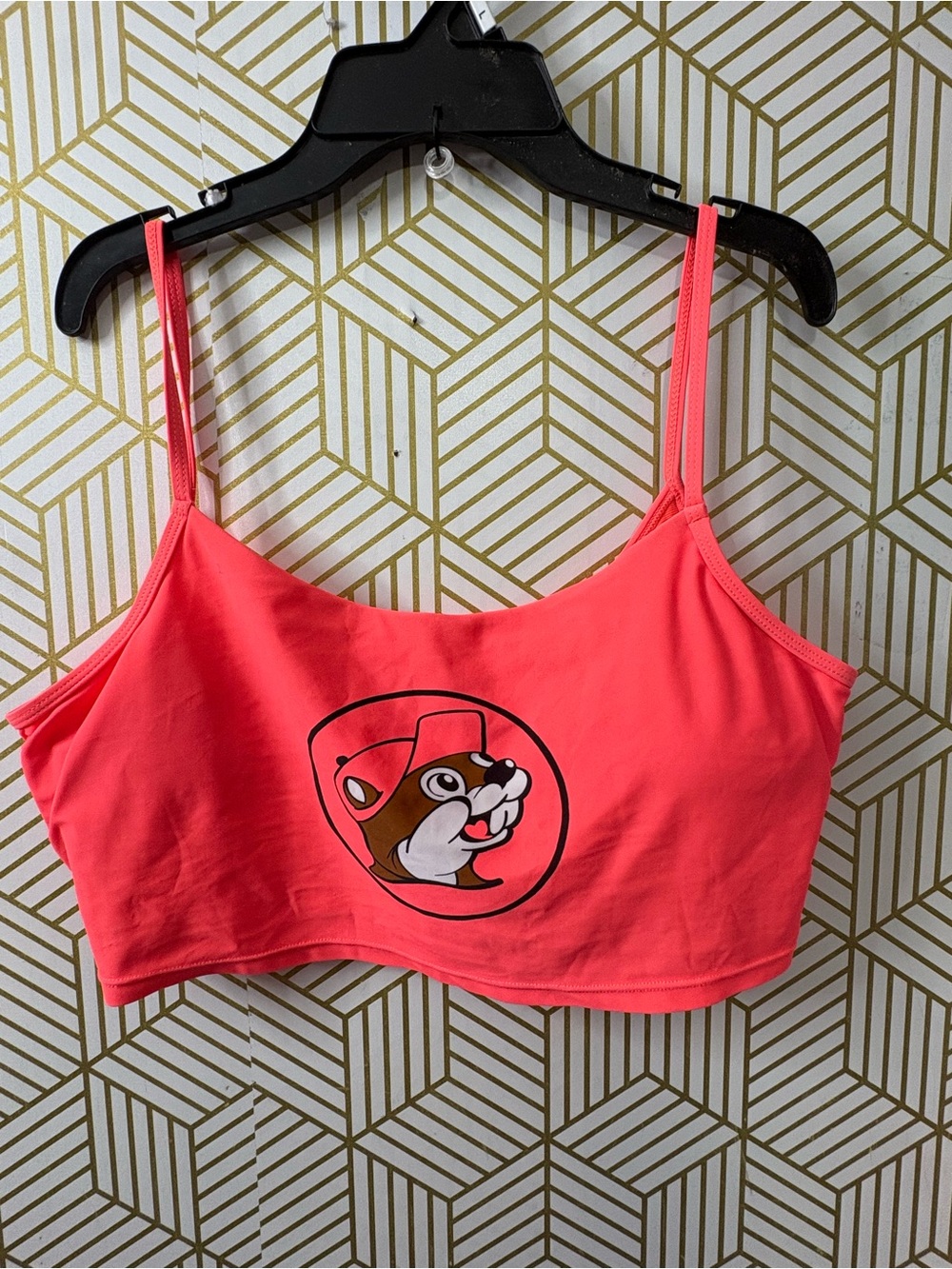 Buc ee’s Coral Pink Graphic Swim Top Large